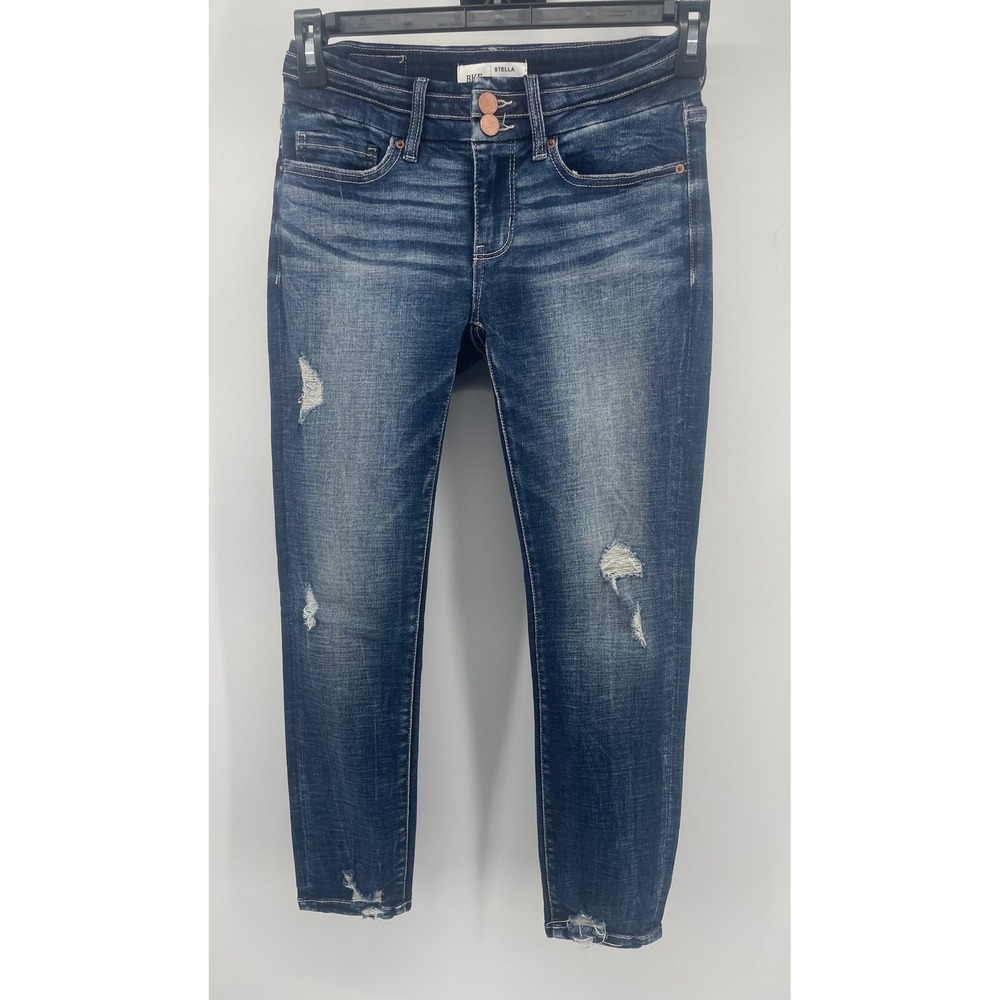 BKE Stella Ankle Skinny Jeans Women 25x25 Dark Wash Distressed Low Rise Slim Fit